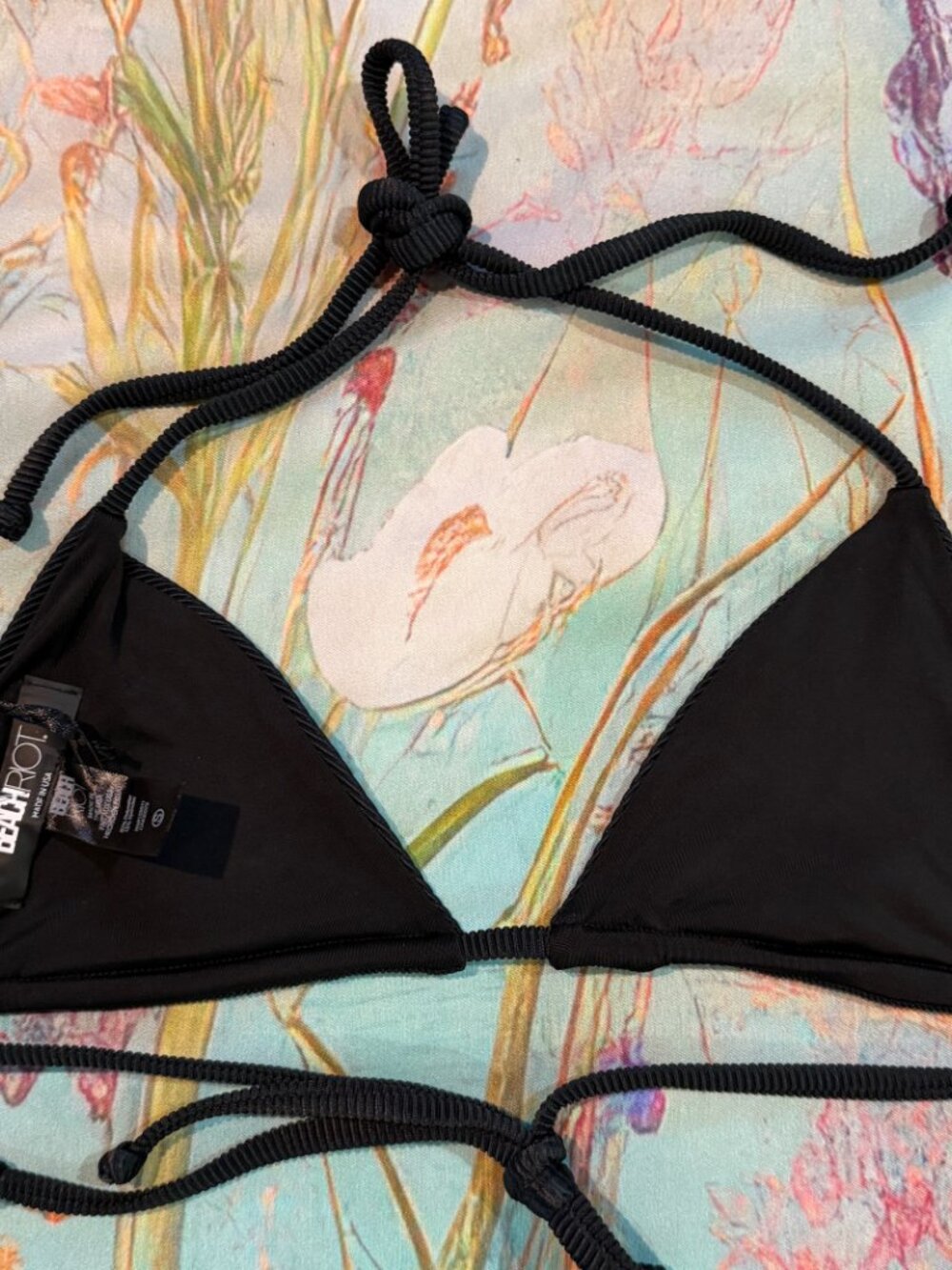 🖤 Beach Riot Winona Ribbed Triangle Bikini Top | Black | Size S | NWT - Picture 4 of 7